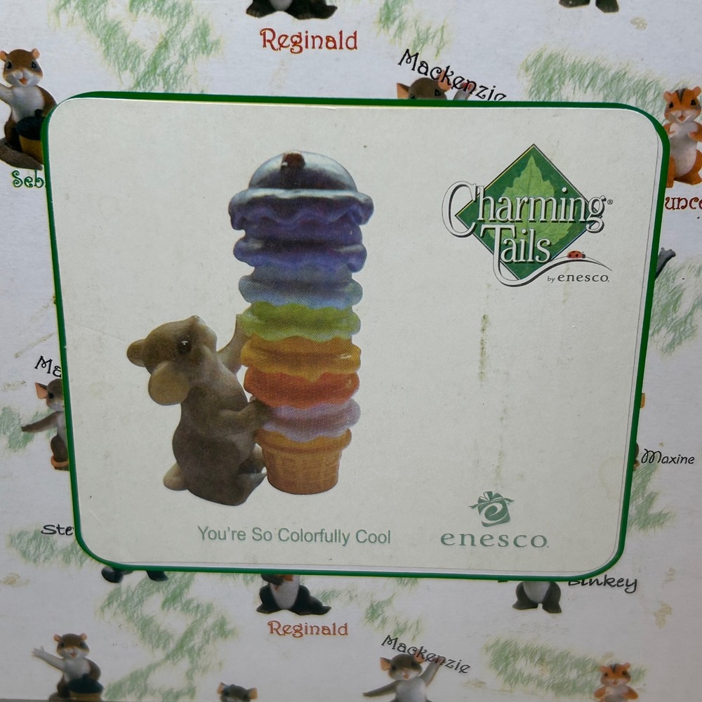 Enesco Charming Tails Youre So Colorfully Cool Mouse Ice Cream Figurine 4025717 - Picture 6 of 10